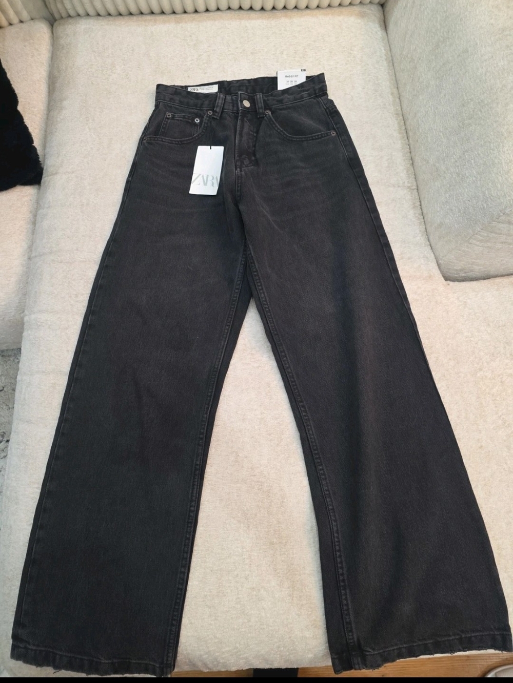 Zara Baggy Fit Jeans Men Black Straight Leg Size 28 Usa NWT